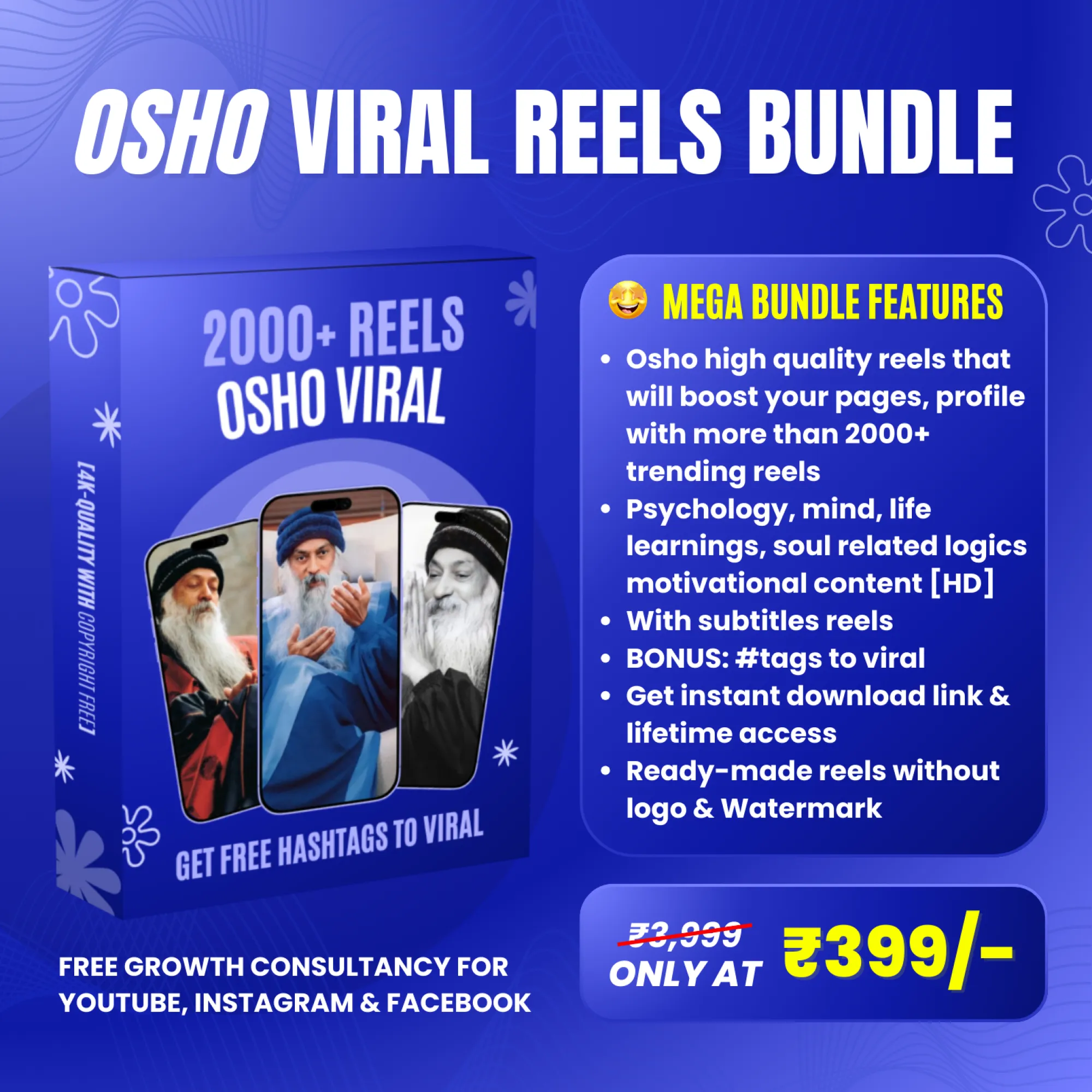 Osho Reels Bundle, Viral 2000+ Osho Life Learnings Reels
